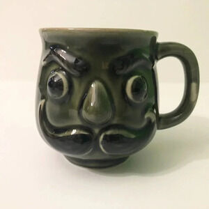 Vintage Mustache Mug Man Cup  Giftcraft Japan